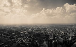 Картинка Черно белое панорамное фото мегаполиса