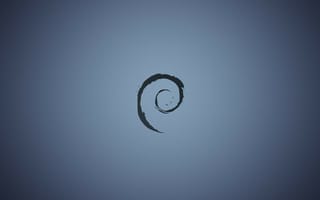Картинка Черный символ Debian на голубом фоне