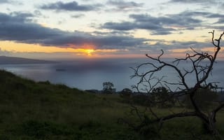 Картинка Закат над морем, Гавайи