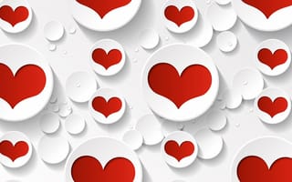 Картинка Белые шары с красными сердцами