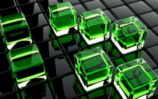 Картинка Зеленые стеклянные кубы 3D графика