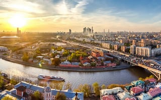 Картинка Панорама красивого города Москва, Россия