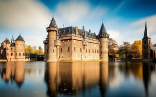 Картинка Старинный замок на воде Де-Хаар, Нидерланды