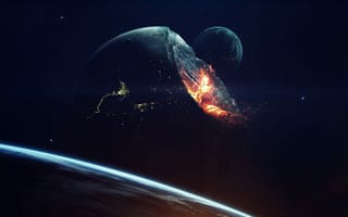 Картинка Извержение планеты земля в космосе