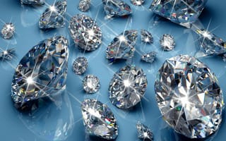 Картинка Яркие драгоценные камни бриллианты на голубом фоне