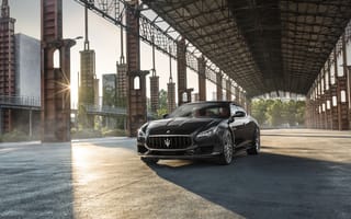 Картинка Черный быстрый автомобиль Maserati Quattroporte GTS GranSport, 2017