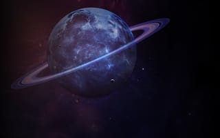 Картинка Большая планета Сатурн с кольцами в космосе