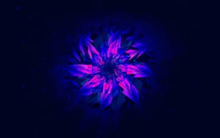 Обои Фиолетовый абстрактный цветок на синем фоне