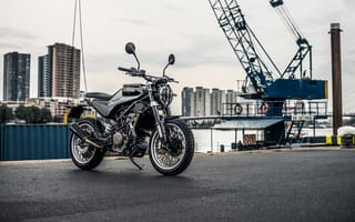 Обои Черный стильный мотоцикл Husqvarna Svartpilen 401, 2018