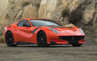 Картинка машины, машина, тачки, авто, автомобиль, транспорт, Ferrari F12tdf, 2017, красный, вид сбоку, сбоку