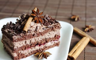 Картинка Пирожное с шоколадом, бадьяном и корицей
