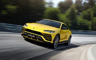 Картинка Желтый внедорожник Lamborghini Urus, 2018
