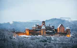 Картинка Замок Bourscheid Castle зимой, Буршейд, Люксембург