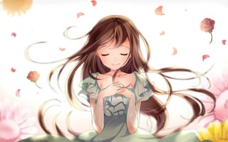 Картинка Красивая девушка аниме с закрытыми глазами