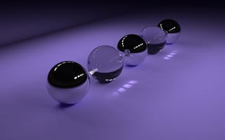 Обои Прозрачные стеклянные шары на фиолетовом фоне, 3д графика