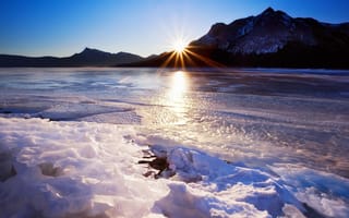 Картинка Лед тает в горном озере от тепла весеннего солнца