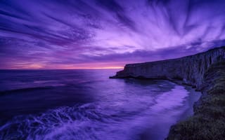 Картинка Сиреневый закат над морем