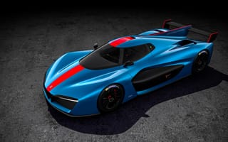 Картинка Голубой гоночный автомобиль Pininfarina H2 Speed Front 2018