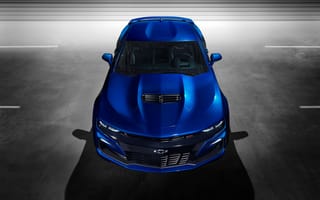 Картинка Синий автомобиль Chevrolet Camaro SS, 2018 года