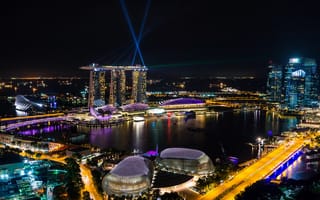 Обои Ночные огни залива Marina Bay Сингапур, Азия