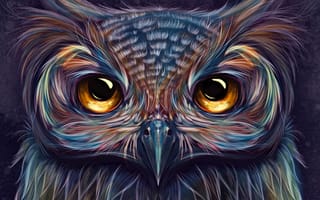 Картинка Красивая нарисованная сова с коричневыми глазами