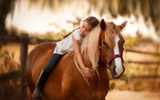 Картинка Маленькая девочка сидит на коне