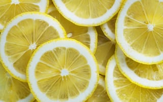 Картинка Круглые желтые куски лимона крупным планом