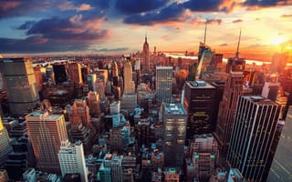Картинка Вид на небоскребы Манхэттена, Нью Йорк