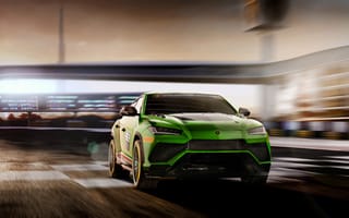 Картинка Зеленый внедорожник Lamborghini Urus ST-X Concept 2019 года на дороге