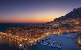 Картинка Красивый ночной город Монако у океана