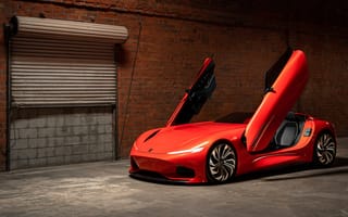 Картинка Красный автомобиль Karma SC1 Vision Concept 2019 года с открытыми дверями