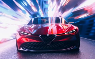 Картинка Красный автомобиль Alfa Romeo Zagato CGI в тоннеле