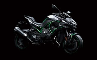 Картинка Мотоцикл Kawasaki Z H2 2019 года на черном фоне