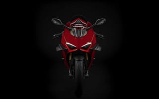Обои Красный мотоцикл Ducati Panigale V4 S 2020 года на черном фоне