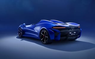 Картинка Синий автомобиль McLaren Elva, 2020 года на синем фоне