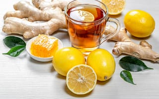 Картинка Чай с медом, лимоном и имбирем