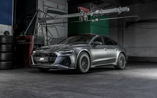 Картинка Серый автомобиль Audi RS 7 Sportback 2020 года в гараже
