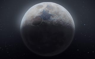 Картинка Большая холодная луна в звездном небе крупным планом