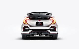 Картинка Автомобиль Honda Civic Type R 2020 года вид сзади на белом фоне