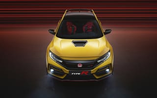Картинка Желтый автомобиль Honda Civic Type R Limited Edition 2020 года вид сверху
