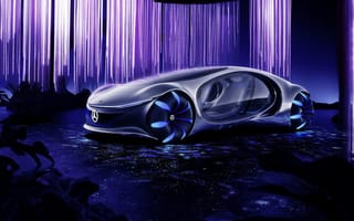 Картинка Футуристический автомобиль Mercedes-Benz VISION AVTR 2020 года в неоновом цвете