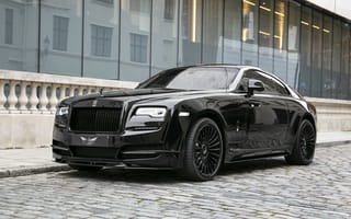 Картинка Черный автомобиль Rolls-Royce Wraith у здания