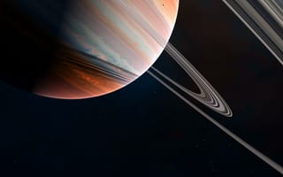 Картинка Большая планета Сатурн с кольцами крупным планом