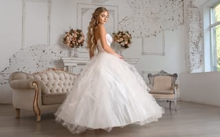 Картинка Девушка невеста в красивом белом платье