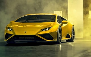 Картинка Заведенный автомобиль Lamborghini Huracan EVO RWD 2020 года в гараже