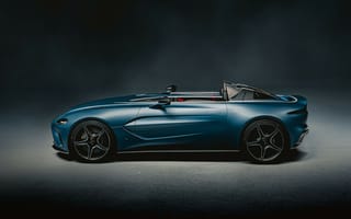 Картинка Автомобиль Aston Martin V12 Speedster 2020 года вид сбоку на сером фоне