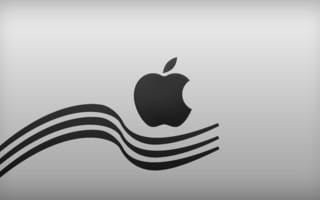 Картинка Черный значок apple с волнами на сером фоне