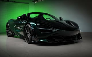 Обои Черный спортивный автомобиль McLaren 720S, 2020 года в гараже
