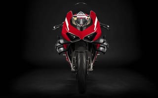 Картинка Мотоцикл Ducati Superleggera V4, 2020 года на сером фоне вид спереди