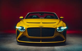 Картинка Желтый автомобиль Bentley Mulliner Bacalar 2020 года вид спереди